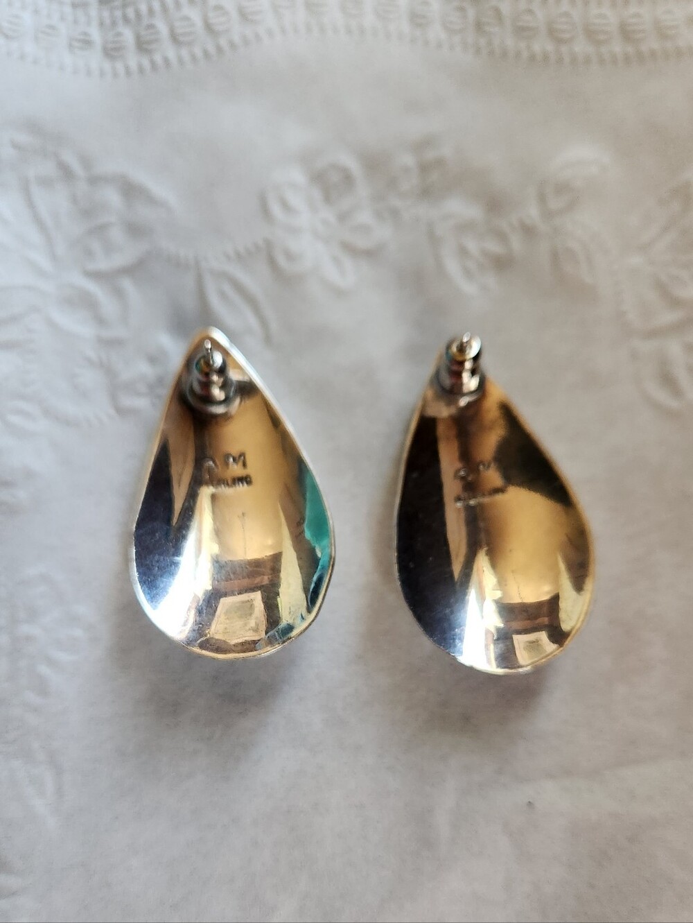 🔥Sterling Silver Vintage Teardrop Mother-of-Pearl Earrings - Picture 2 of 2
